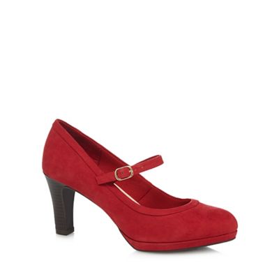 Red suedette 'gemma' high heel wide fit mary janes